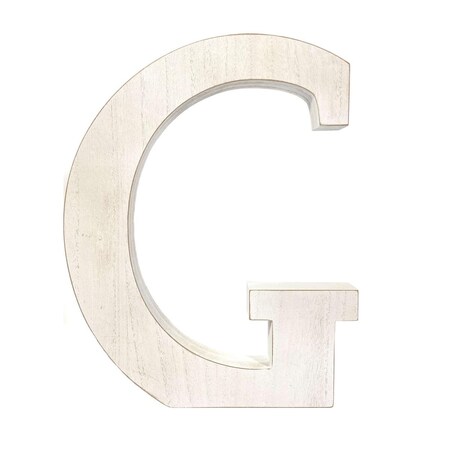 Palacedesigns 16 in. Distressed Wooden Initial Letter G Sculpture, White Wash PA3103484